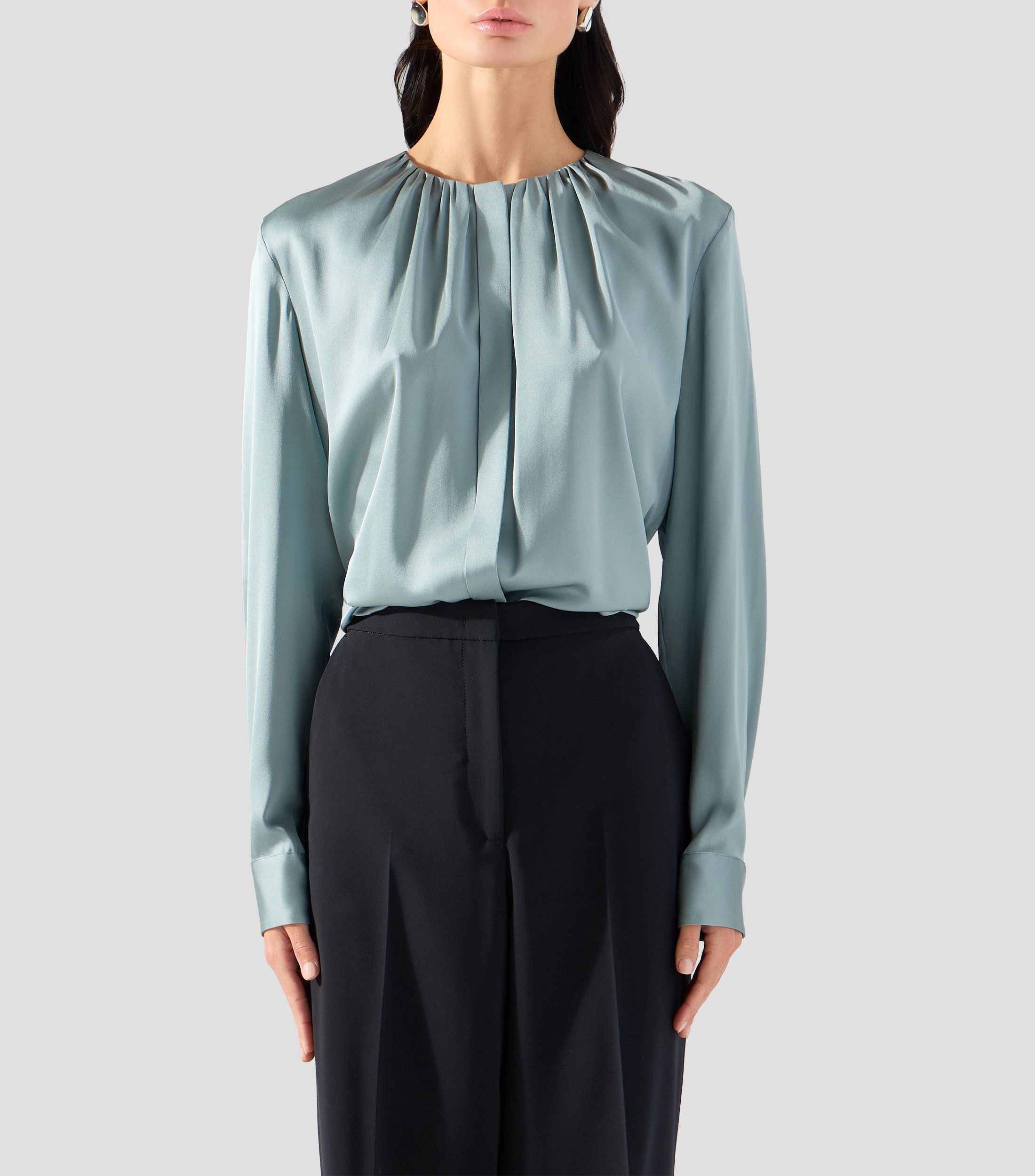 Blusa lisa manga larga Mujer